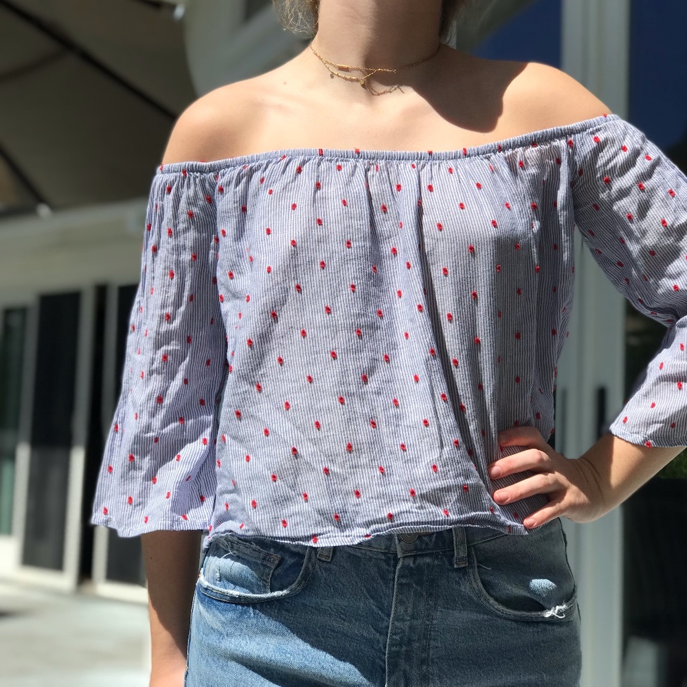 Urban Outfitters Polka Dot Off the Shoulder Top